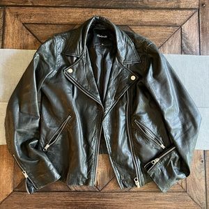 Madewell Washed Leather Motorcycle Jacket size small